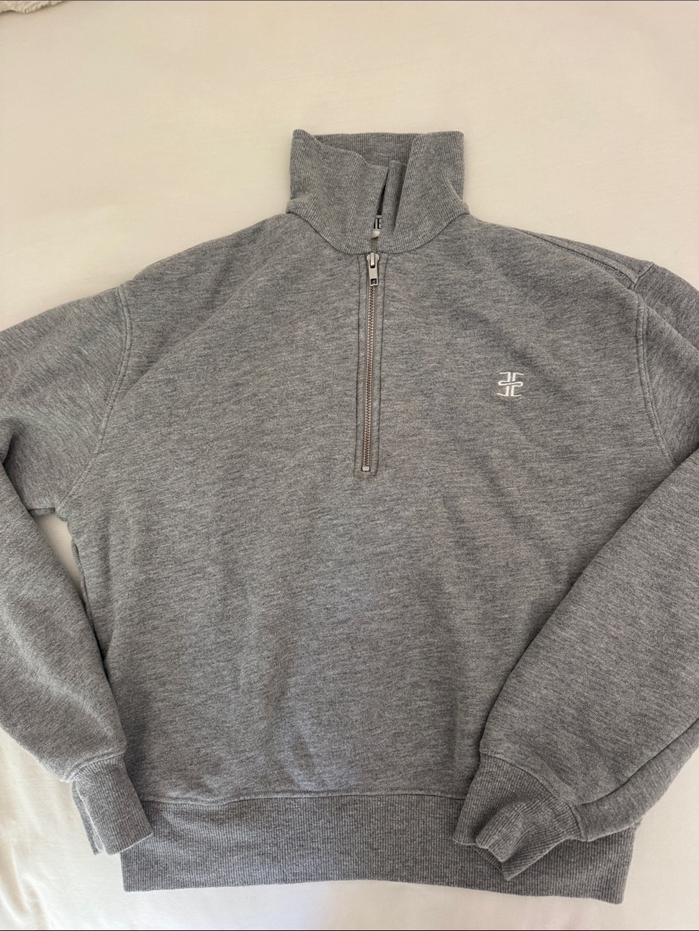 Eterne Zip Up Polo Sweatshirt Heather Grey